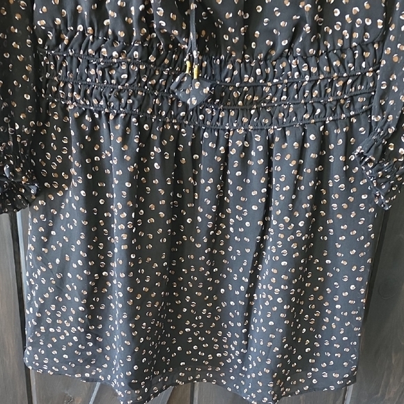 Socialite Black Dress with Brown and White Dots - Picture 2 of 4